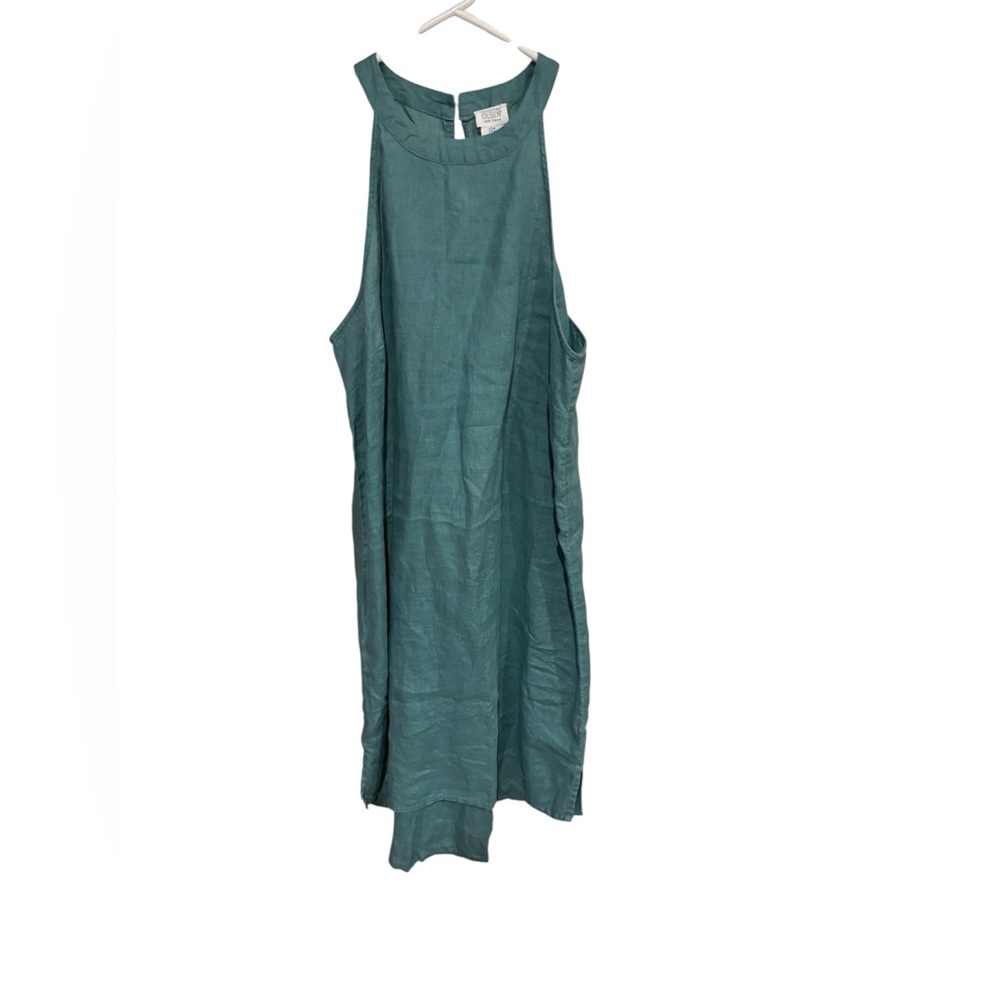 Sigrid Olsen 100% Linen High Neck Halter Sleeveless Oversized Dress Size Medium